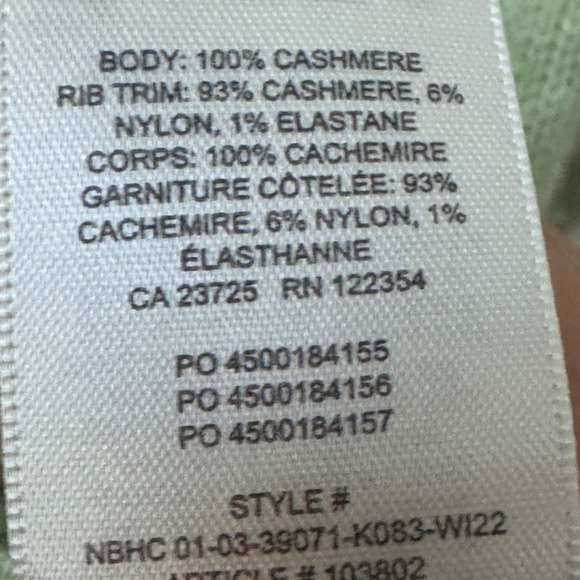 Aritzia Babaton Luxe Cashmere Toba Crew Neck Sweater Palm Green XS - Picture 4 of 5